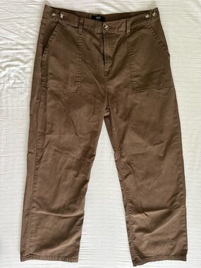 ABLE Brown Canvas Wide-Leg Utility Pants